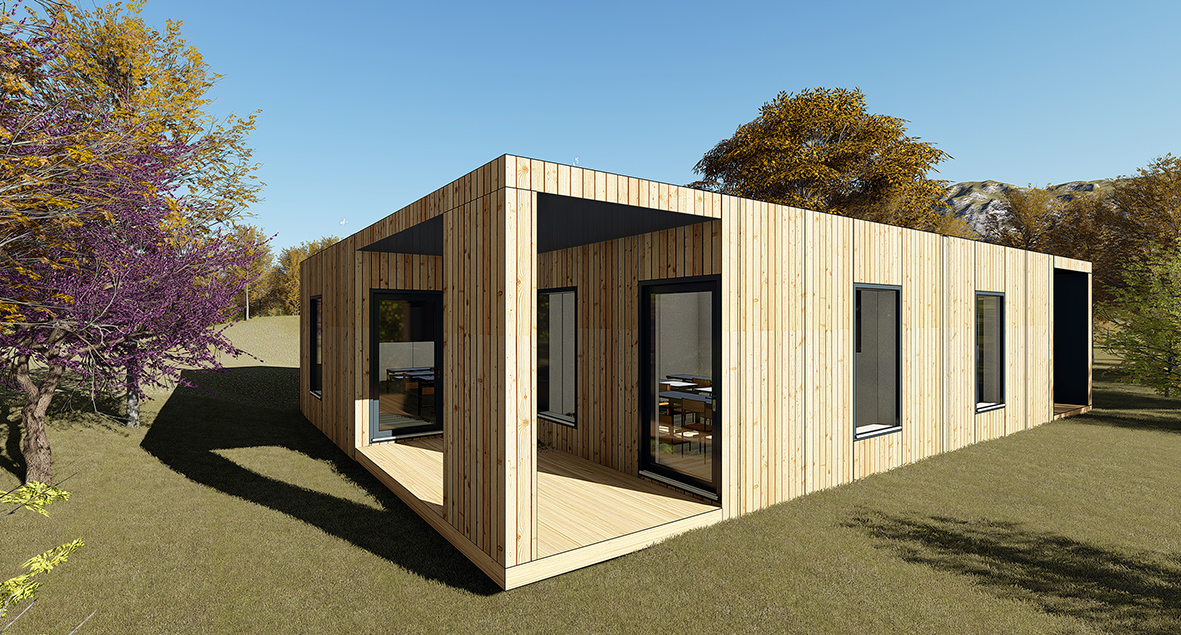 Maison modulaire bois et extension modulaire i-modul (64m2 SPC, dalle béton, ERP - enseignement)